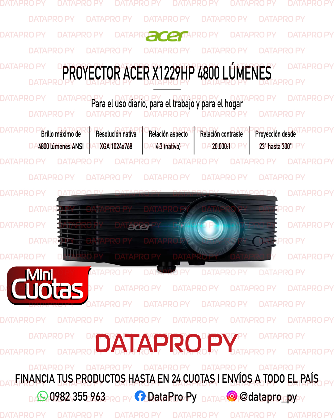 Proyector Acer X1229HP 4800 Lúmenes